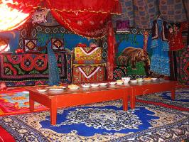 the interior of kazakhstan tent